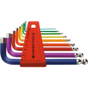 PB 212.H-10 RB ชุดประแจแอลหกเหลี่ยมหัวบอลแบบสั้น สีรุ้ง 9 ตัว ขนาด 1.5-10 มม.