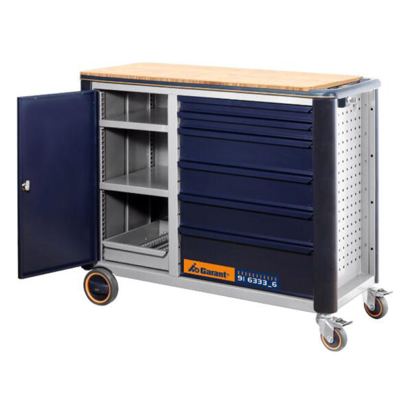 โต๊ะปฏิบัติงานพร้อมตู้เครื่องมือมีล้อเข็น GARANT (ToolTruck mobile workbench with bamboo worktop)