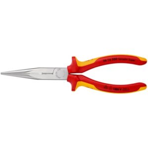 Knipex คีมปากแหลม ด้ามกันไฟ VDE 200mm. (Snipe nose pliers straight 1000VDE 200mm)