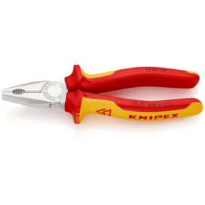 Knipex คีมปากจิ้งจก ด้ามกันไฟ VDE 180mm. (H/D Combination pliers 1000VDE insulated 180mm)