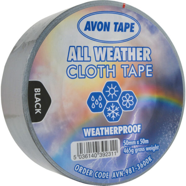 Black Polyethylene All Weather Cloth Tape - 50mm x 50m