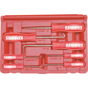 Pick & Hook Set, 135mm/210mm, With (2) 90ยฐ Tip/(2) Hook Tip/(2) Straight Tip/Combination Tip/Plastic Case, Handle Contoured