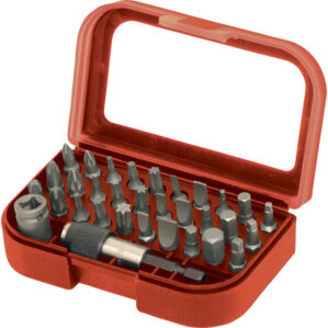 32 Piece Crosspoint/Hexagon/Pozidrive/Slotted/Square/Torx Screwdriver Bit Set