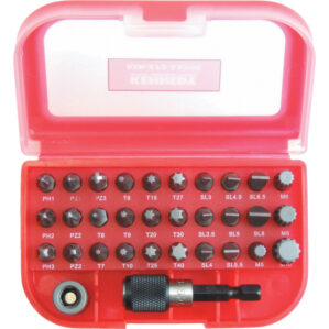 32 Piece Crosspoint/Pozidrive/Slotted/Spline/Torx Screwdriver Bit Set