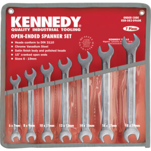 Metric, Open Ended Spanner Set, 6 - 19mm, Set of 7, Chrome Vanadium Steel