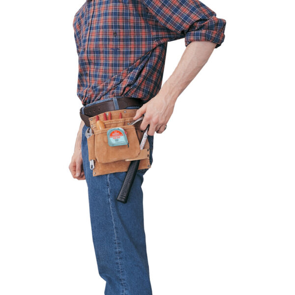 Leather, Belt Pouch, 5 Pockets, Brown