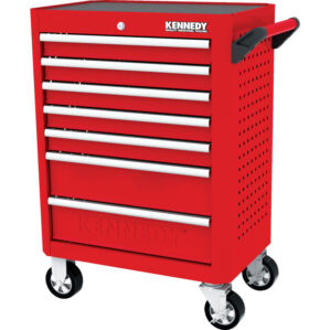 Roller Cabinet, Industrial Range, Red, 7 Drawers, (H) 844mm x (W) 461mm x (L) 706mm