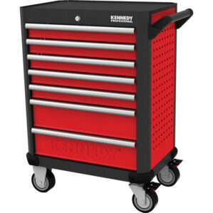 Roller Cabinet, Professional Range, Red/Black, 7 Drawers, (H) 844mm x (W) 461mm x (L) 706mm