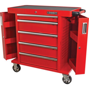 Roller Cabinet, Industrial Range, Red, 5 Drawers, (H) 915mm x (W) 461mm x (L) 706mm