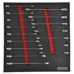16 Piece Ratchet Combination Spanner Set in 2/3 Foam Inlay for Tool Cabinets