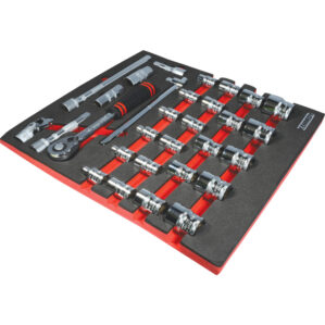 30 Piece Metric Ken-Grip 1/2in Square Drive Socket Set in 2/3 Foam Inlay for Tool Chests