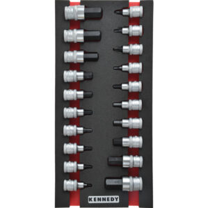 20 Piece Engineers Screwdriver Bit Socket Set in 1/3 Foam Inlay for Tool Cabinets