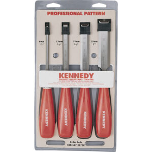 Bevel Edge Wood Chisel Set, Chrome Vanadium Alloy, 13mm/19mm/25mm/6mm x 200mm