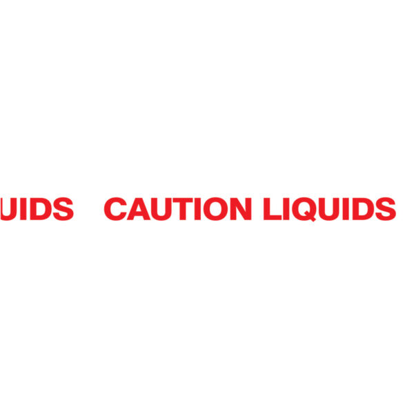 Printed 'Caution Liquids' Tape - 50mm x 66m