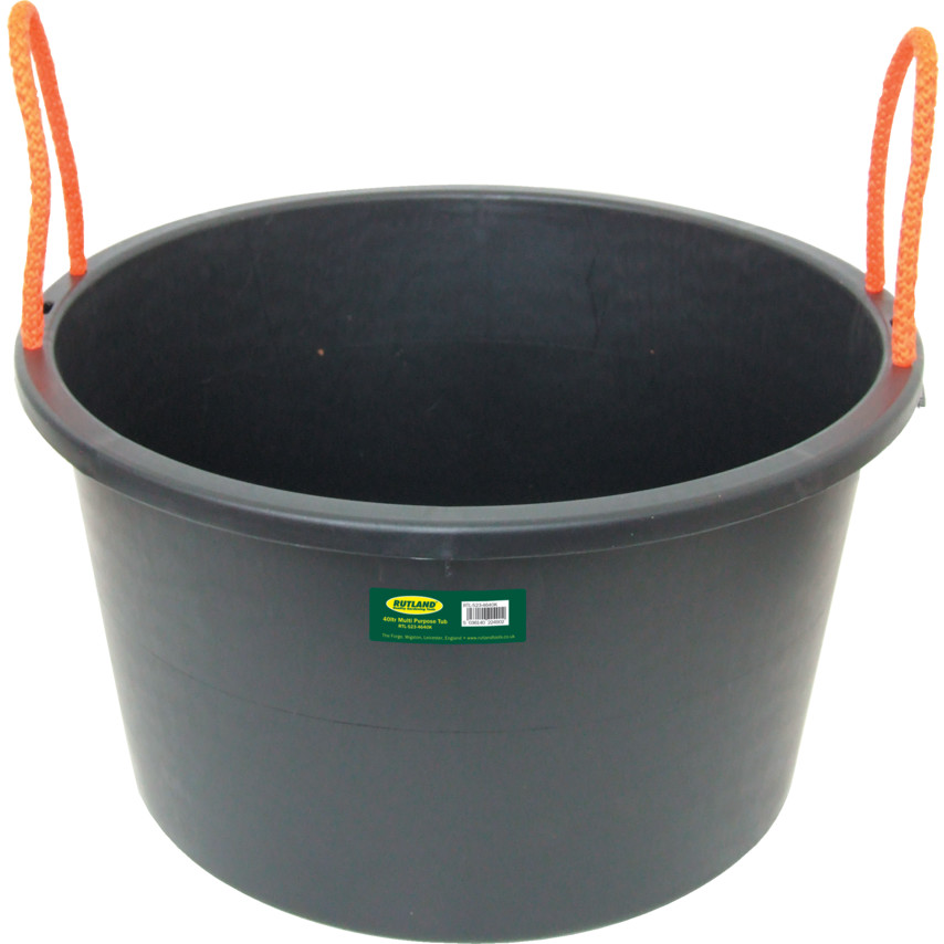 Black Plastic Flexible Bucket, Rope Handle, 40 Ltr TPC2000