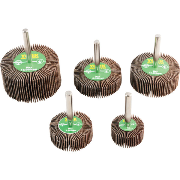 Flap Wheel Set, 30-60 x 15-30mm, P60/P80, Aluminium Oxide, 5 Pack