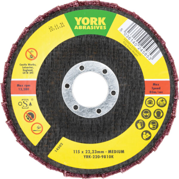 Non-Woven Flap Disc, 115 x 22.23mm, Medium, Aluminium Oxide, Conical (Type 29)