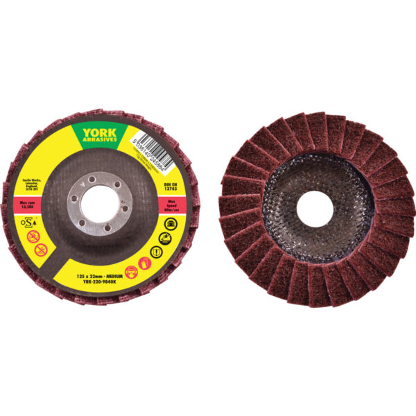 Non-Woven Flap Disc, 125 x 22.23mm, Medium, Aluminium Oxide, Conical (Type 29)