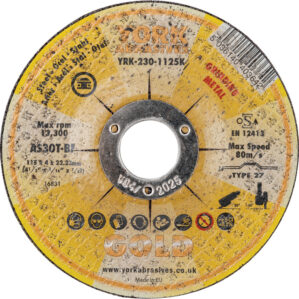Grinding Disc, 115 x 4 x 22mm, Type 27, 30-Medium/Coarse, Aluminium Oxide