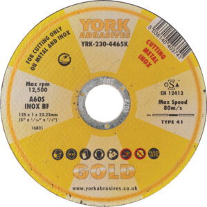 Cutting Disc, 60-Fine, 125 x 1 x 22.23mm, Type 41, Aluminium Oxide