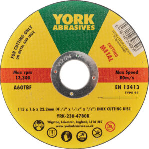 Cutting Disc, 60-Fine, 115 x 1.6 x 22.23mm, Type 41, Aluminium Oxide