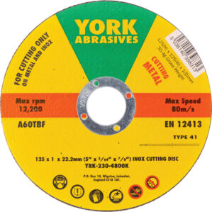 Cutting Disc, 60-Fine, 125 x 1 x 22.23mm, Type 41, Aluminium Oxide