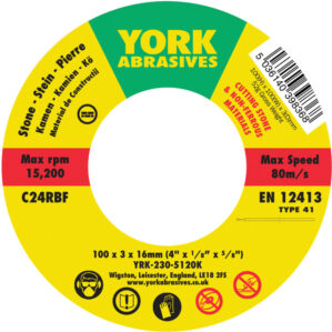 Cutting Disc, 24-Coarse, 100 x 3 x 16mm, Type 41, Silicon Carbide
