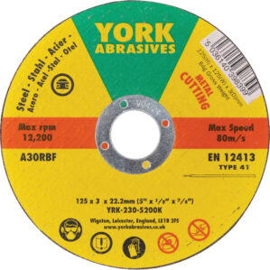 Cutting Disc, 30-Medium/Coarse, 125 x 3 x 22.23mm, Type 41, Aluminium Oxide