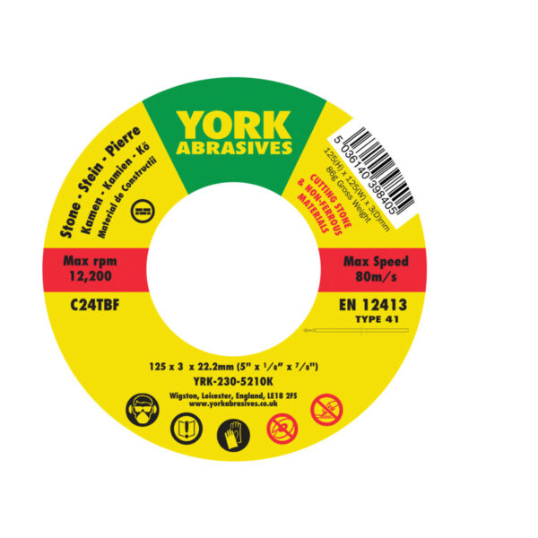 Cutting Disc, 24-Coarse, 125 x 3 x 22.23mm, Type 41, Silicon Carbide