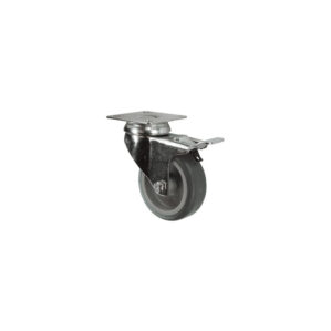 BRAKED SWIVEL PLATE 100mm RUBBER TYRE