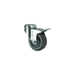 BRAKED SWIVEL BOLT HOLE 1 00mm RUBBER TYRE