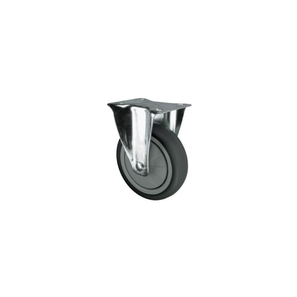 FIXED PLATE 100mm RUBBER TYRE
