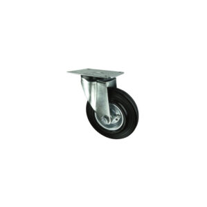 Pressed Steel Castor With Swivel Plate, Rubber Trye, Steel Centre 200mm