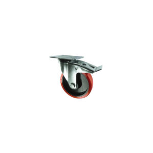 BRAKED SWIVEL PLATE 160mm POLYURETHANE TYRE