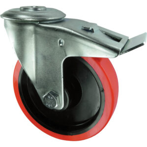 BRAKED SWIVEL BOLT HOLE 1 25mm POLYURETHANE TYRE
