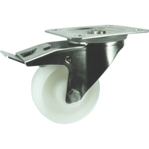 Stainless Steel/Nylon Swivel Plate Castor with Brake 100mm Brake