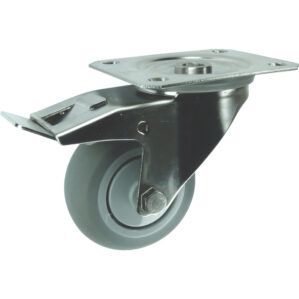 Stainless Steel Swivel Plate Rubber Castor With Brake 150mm