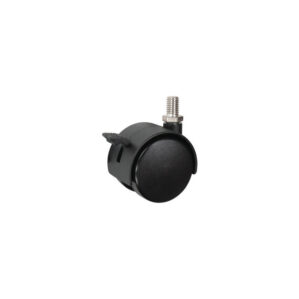 Twin Wheel Furniture Castor with 50mm Nylon Wheel and Braked Threaded Swivel Plate (M10)