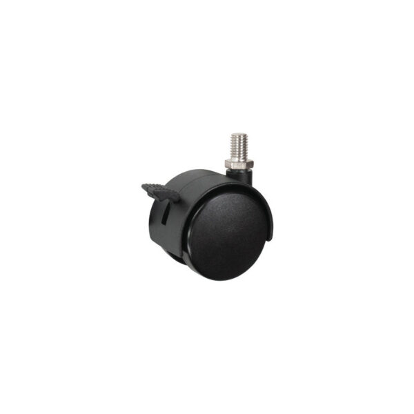 Twin Wheel Furniture Castor with 50mm Nylon Wheel and Braked Threaded Swivel Plate (M10)