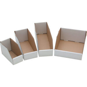 Cardboard Storage Bins, White, 115mm x 76mm x 152mm