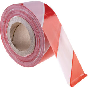 Red/White Barrier Tape in Dispenser - 75mm x 500m