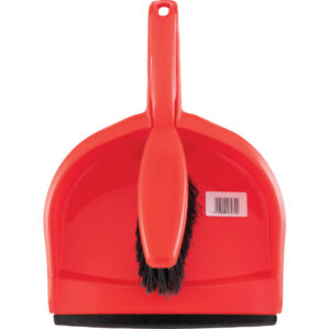 Plastic Dustpan & Soft Brush Set Red