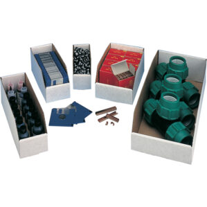 Cardboard Storage Bins, White, 115mm x 100mm x 304mm