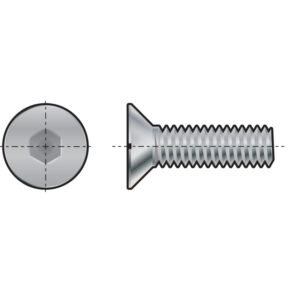 M20 Hex Socket Countersunk Screw, Steel, Material Grade 10.9, 60mm, DIN 7991