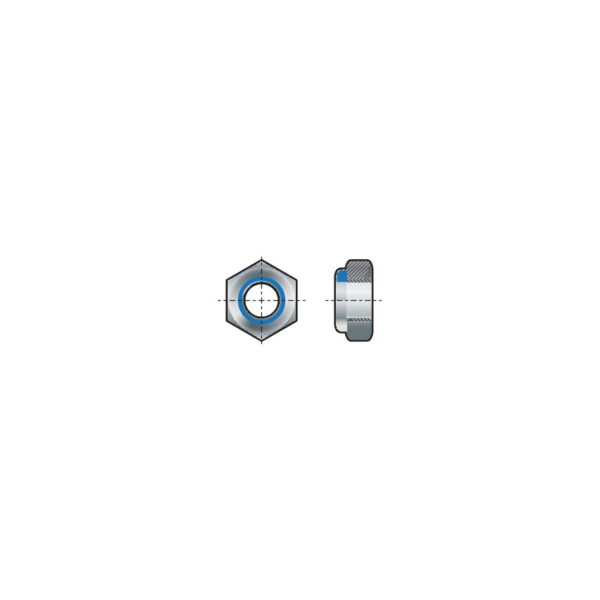 M30 Steel Lock Nut, Nylon Insert, Bright Zinc Plated, Material Grade 8