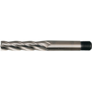 E304T, End Mill, Long, 8mm, Threaded Shank, 4fl, High Speed Steel, Bright