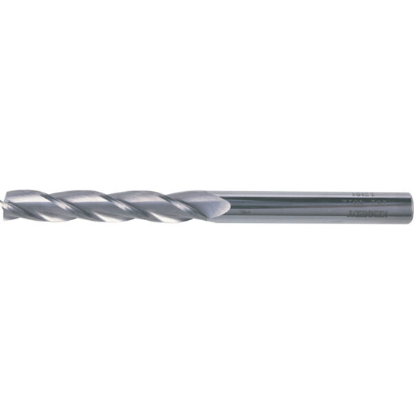 End Mill, Long, 8mm, Plain Round Shank, 3fl, Carbide, Uncoated