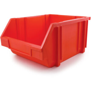 Storage Bin, Plastic, Red, 280mm x 350mm x 184mm