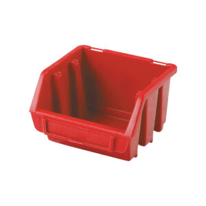 Storage Bin, Plastic, Red, 116mm x 112mm x 75mm