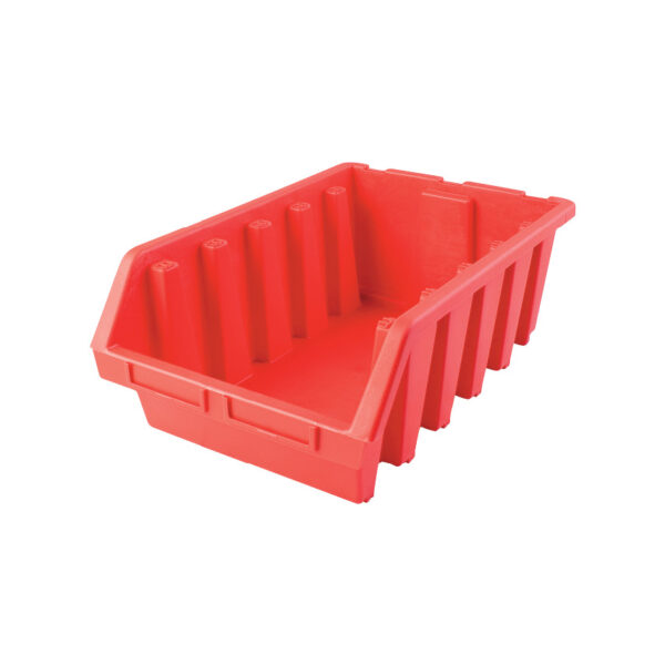 Storage Bin, Plastic, Red, 330mm x 500mm x 187mm